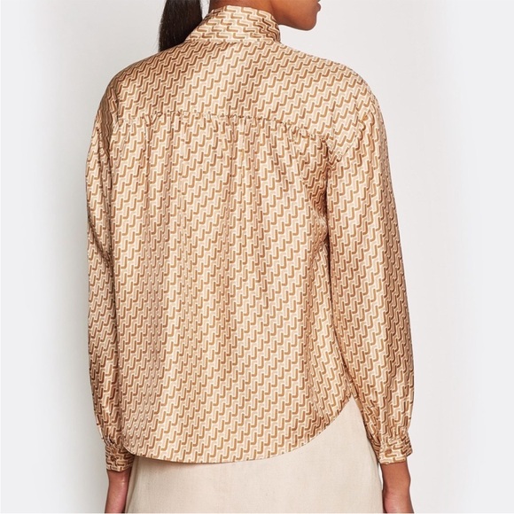 Joie Joslin Tie Neck Silk Printed Blouse Premium Label Quiet Luxury Size Large - Picture 2 of 8